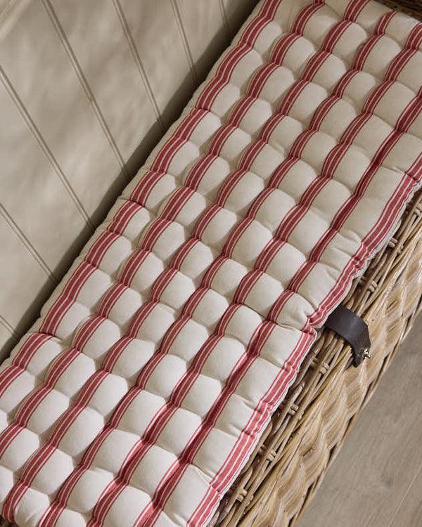 Dibor Red Stripe Quilted Bench Cushion