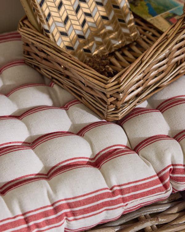Dibor Red Stripe Quilted Bench Cushion