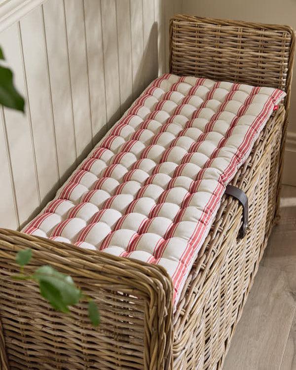dibor Red Stripe Quilted Bench Cushion