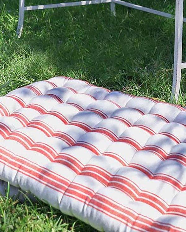 Dibor Red Stripe Quilted Garden Bench Cushion