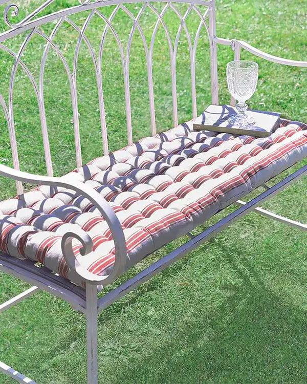dibor Red Stripe Quilted Garden Bench Cushion