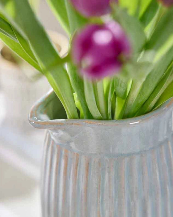 Dibor Ribbed Blue Pitcher Jug Vase