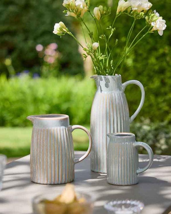 dibor Ribbed Washed Blue Pitcher Jugs