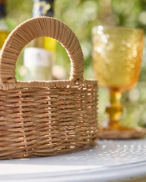Dibor Roscoe Round Rattan Tray With Handles