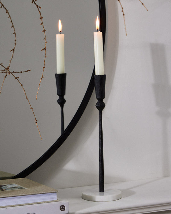 dibor Round Marble Base Black Candle Holder