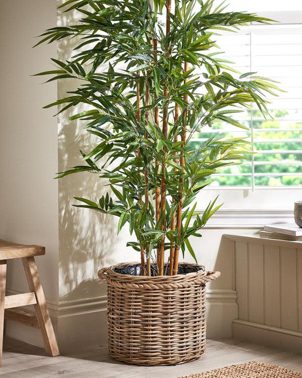 dibor Round Rattan Planter with Rope Handles