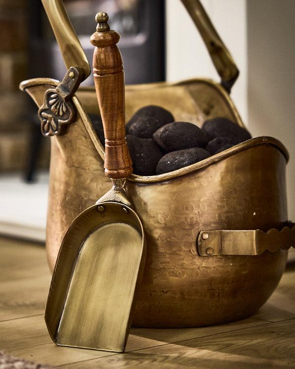 Dibor Rounded Brass Coal Bucket & Shovel