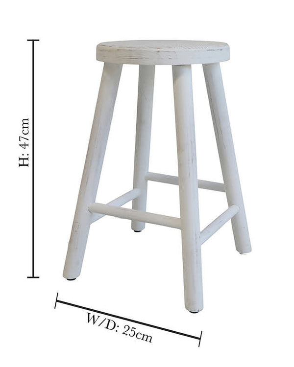 Dibor Rustic Antique White Stool