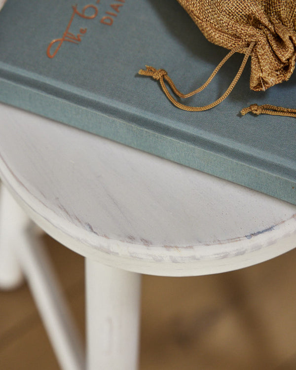 Dibor Rustic Antique White Stool