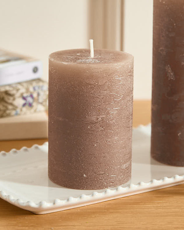 Dibor Rustic Grey Pillar Candle