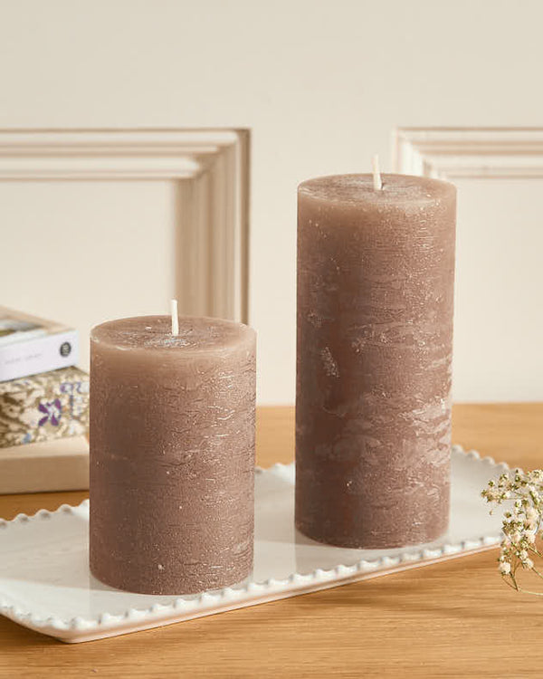 dibor Rustic Grey Pillar Candle