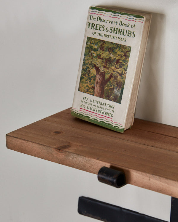 Dibor Rustic Pine 92cm Shelf With Hooks