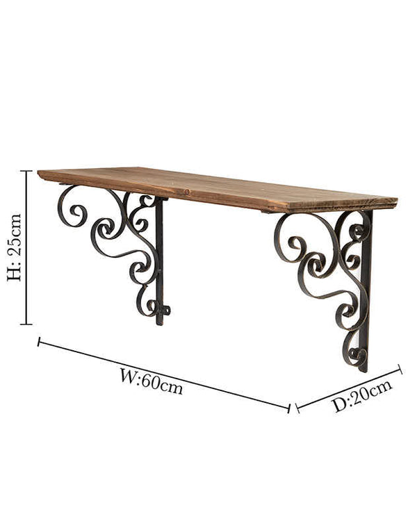 Dibor Rustic Pine Shelf With Brackets