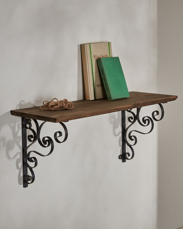 Dibor Rustic Pine Shelf With Brackets