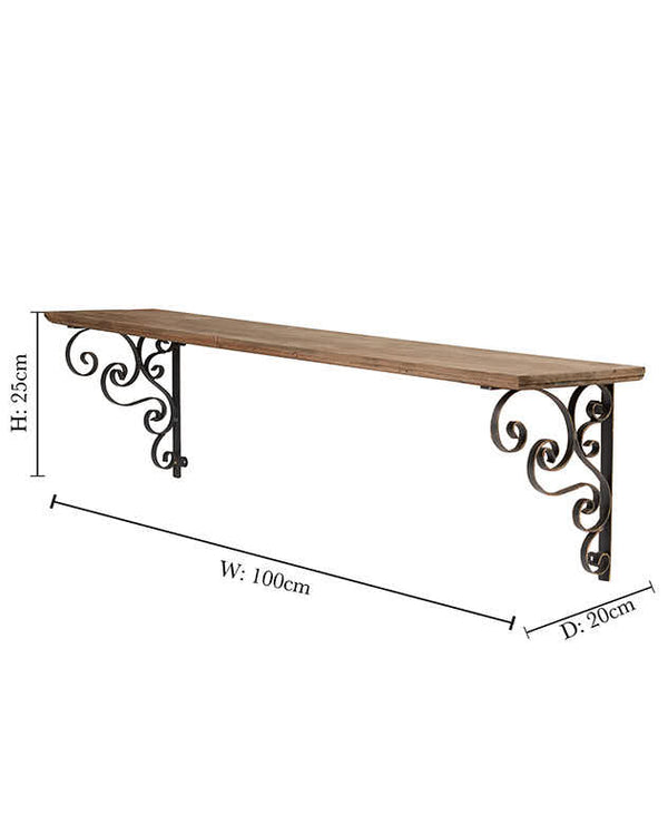 Dibor Rustic Pine Shelf With Brackets
