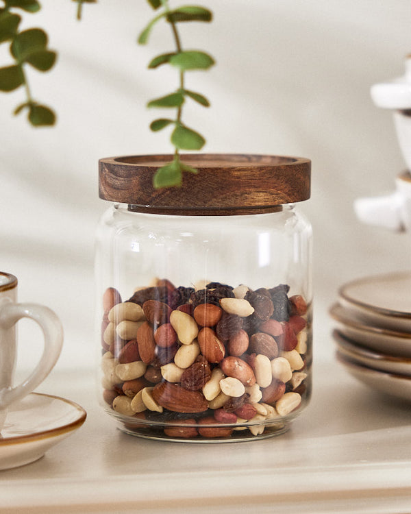 Dibor Sadan Glass Jars With Wooden Lid