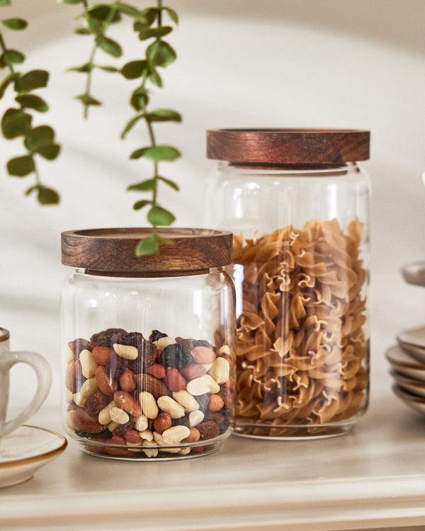dibor Sadan Glass Jars with Wooden Lid