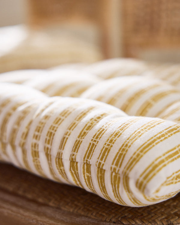 Dibor Savona Yellow Striped Seat Pad With Ties