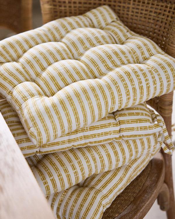 Dibor Savona Yellow Striped Seat Pad With Ties