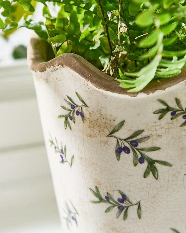 Dibor Scalloped Edge Olive Planter