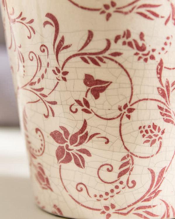 Dibor Scarlet Floral Ceramic Planter