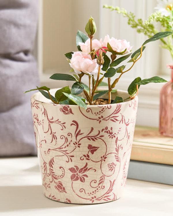 dibor Scarlet Floral Ceramic Planter