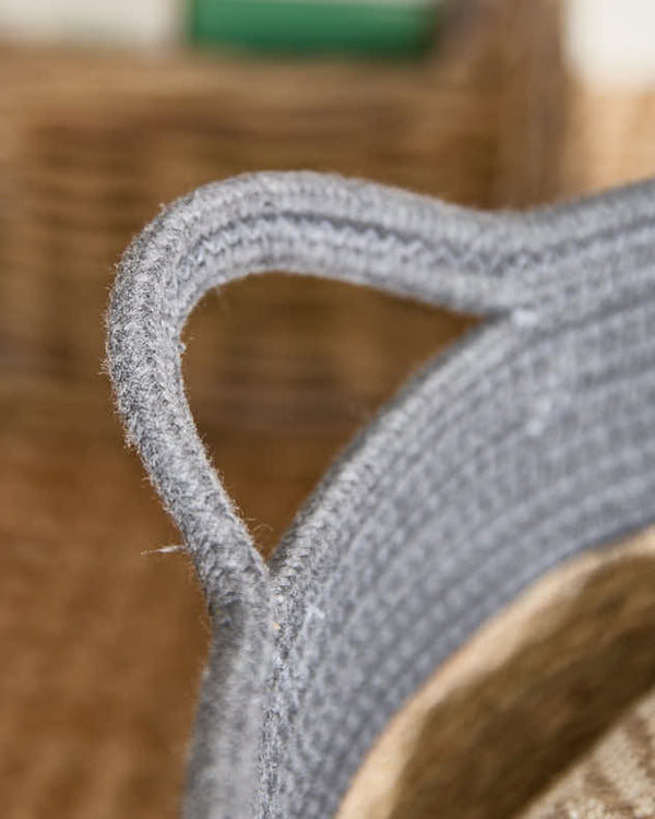 Dibor Seagrass Grey Stripe Basket