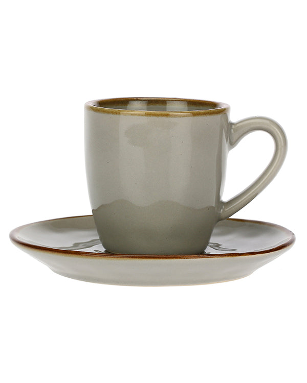 Dibor Seda Grey Ceramic Cup & Saucer
