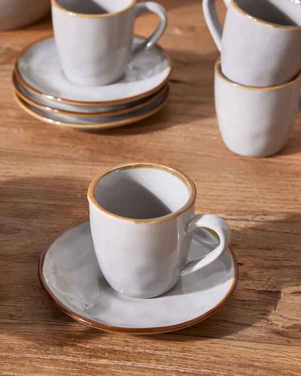 dibor Seda Grey Ceramic Cup & Saucer