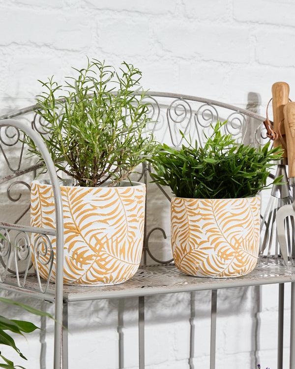 dibor Selva Yellow Leaf Print Planters