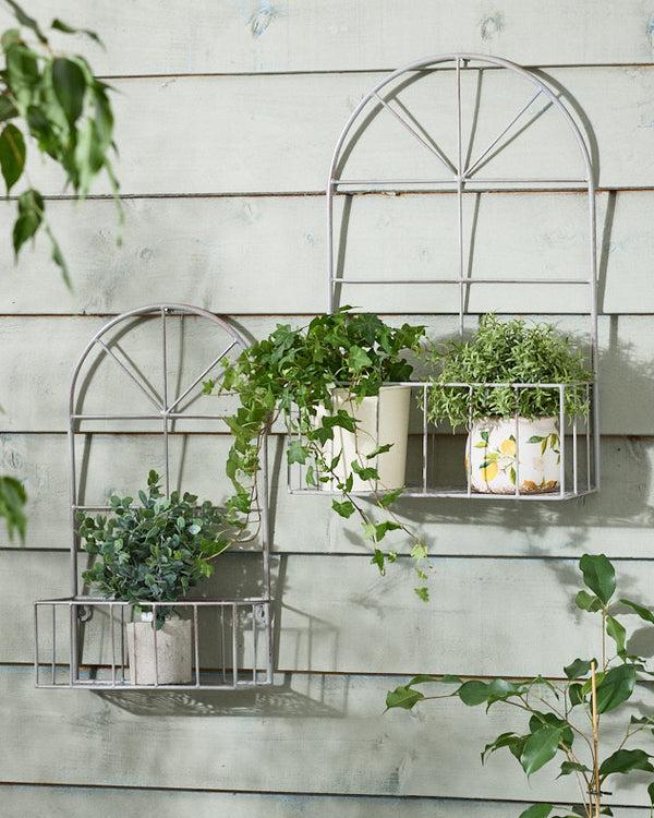 dibor Set of 2 Arched Iron Wall Planters
