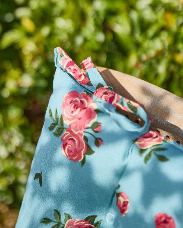 Dibor Set Of 2 Blue Rose Garden Seat Pads