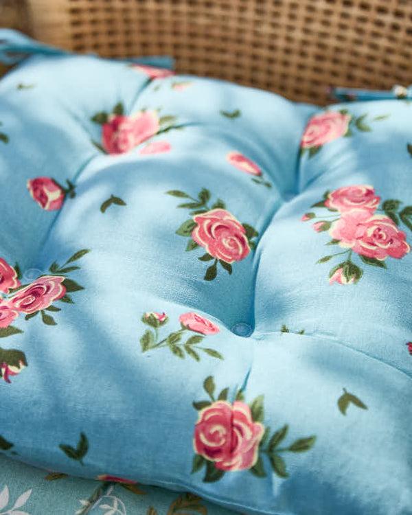 Dibor Set Of 2 Blue Rose Garden Seat Pads