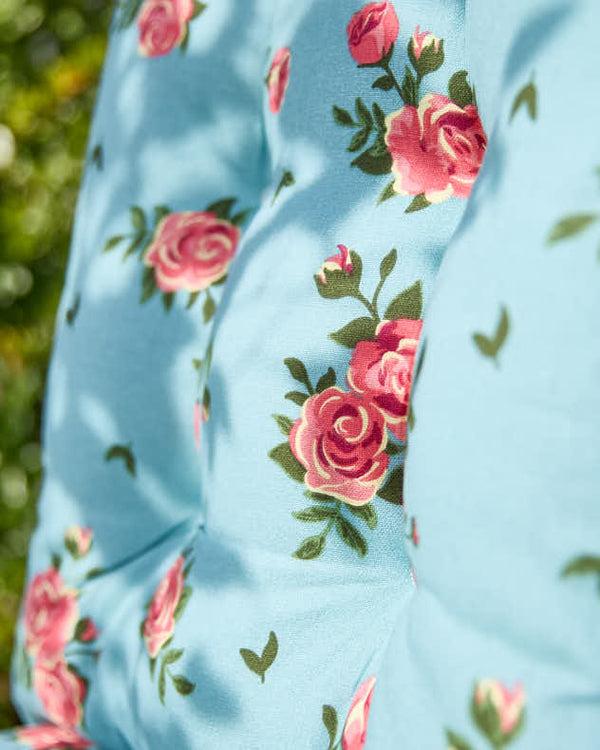 Dibor Set Of 2 Blue Rose Garden Seat Pads