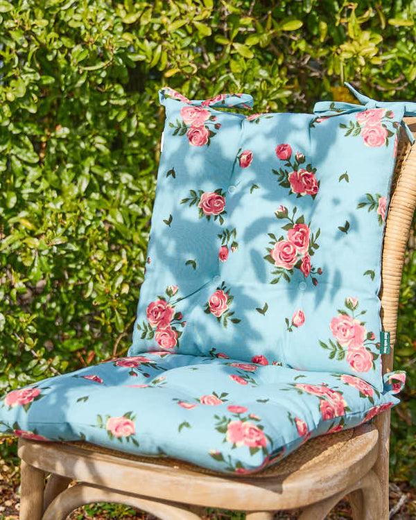 dibor Set of 2 Blue Rose Garden Seat Pads