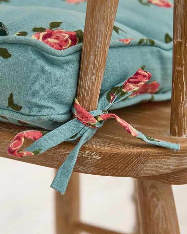 Dibor Set Of 2 Blue Rose Indoor Seat Cushions