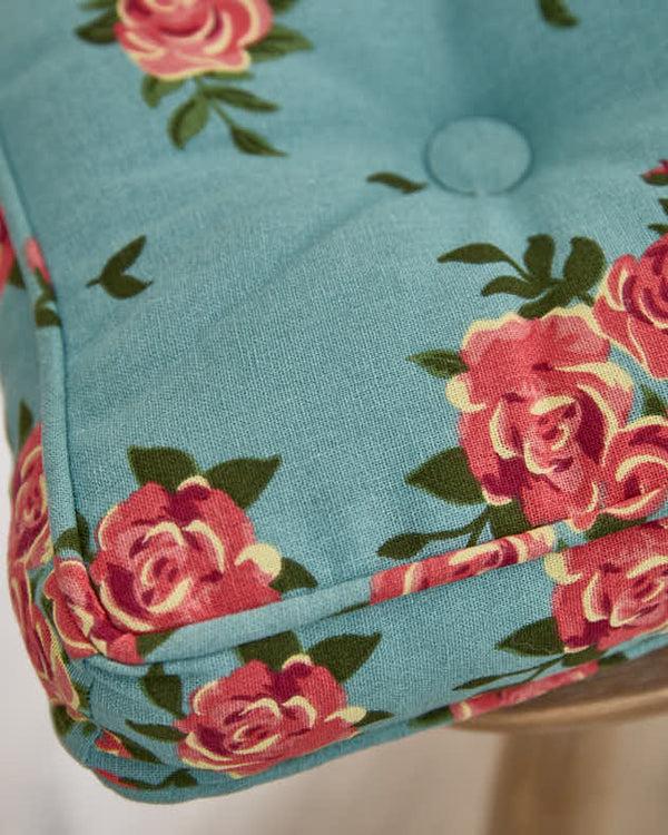 Dibor Set Of 2 Blue Rose Indoor Seat Cushions