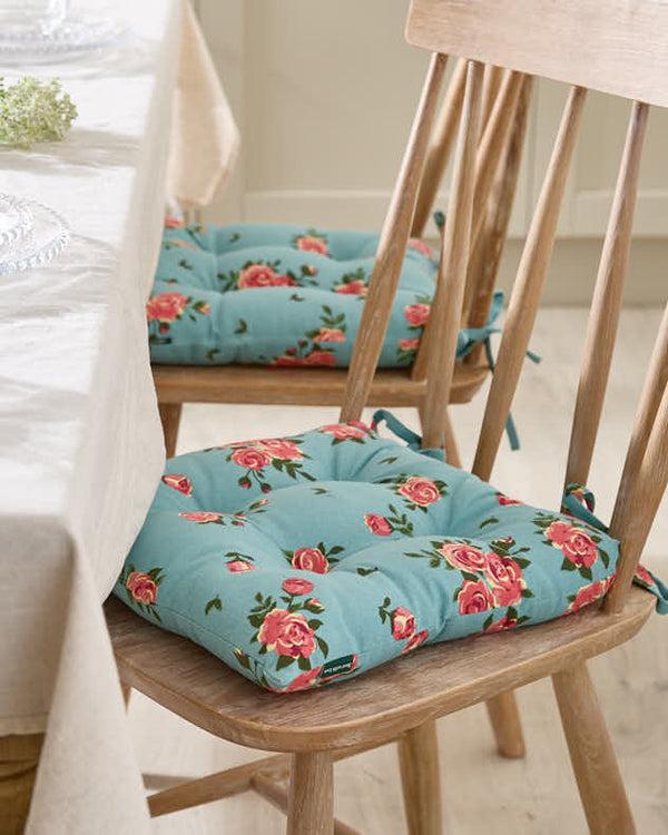 dibor Set of 2 Blue Rose Indoor Seat Pads