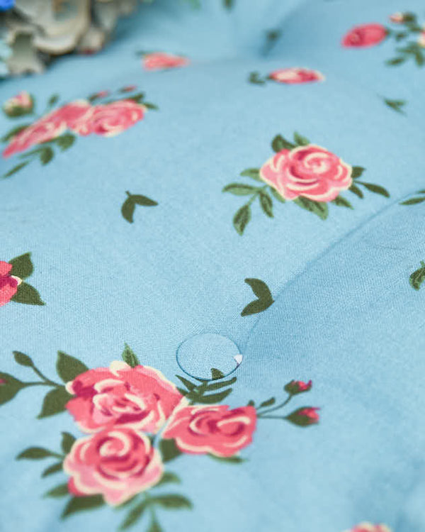 Dibor Set Of 2 Blue Rose Outdoor Seat Cushions