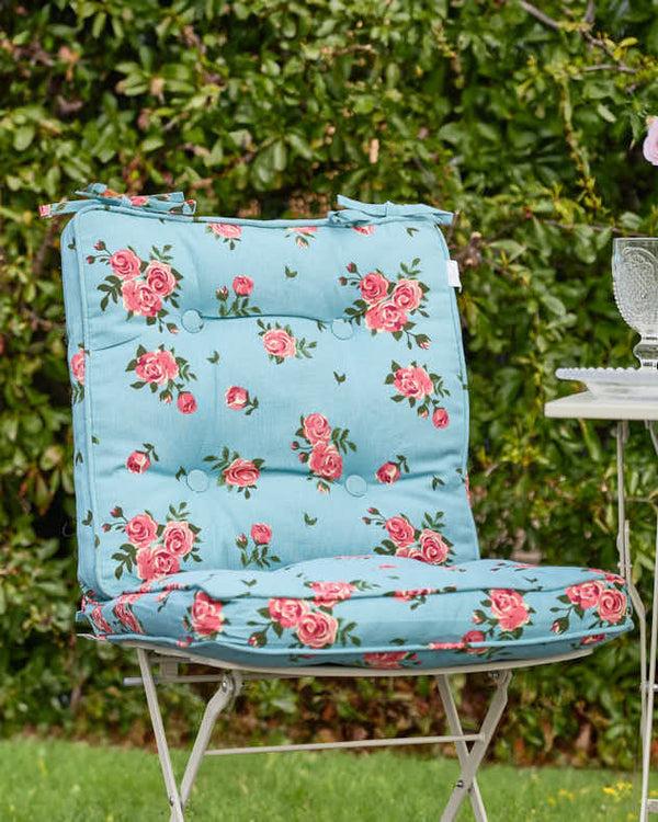 dibor Set of 2 Blue Rose Outdoor Seat Cushions
