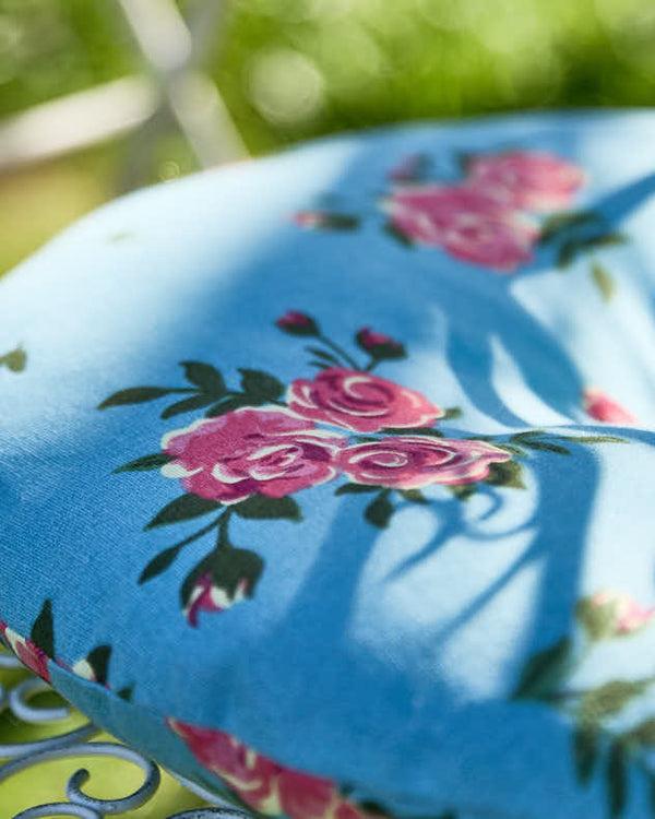 Dibor Set Of 2 Blue Rose Round Garden Seat Pads