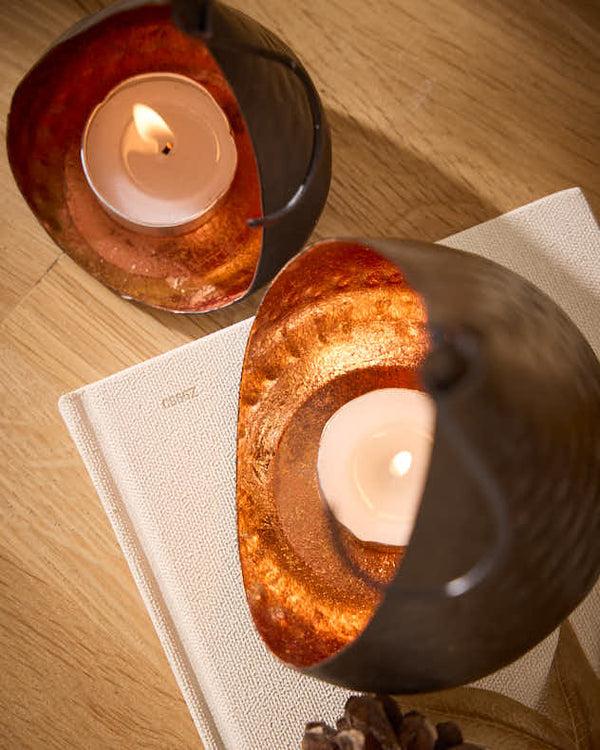 Dibor Set Of 2 Copper Hanging Candle Holders