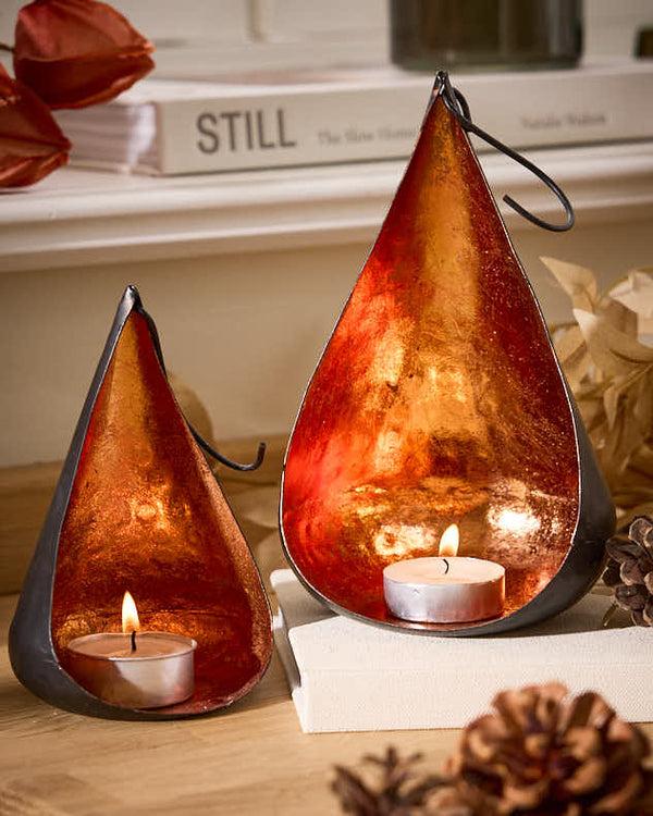 dibor Set of 2 Copper Hanging Candle Holders