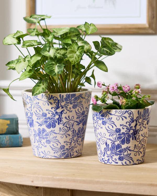 dibor Set of 2 Floral Grecian Planters