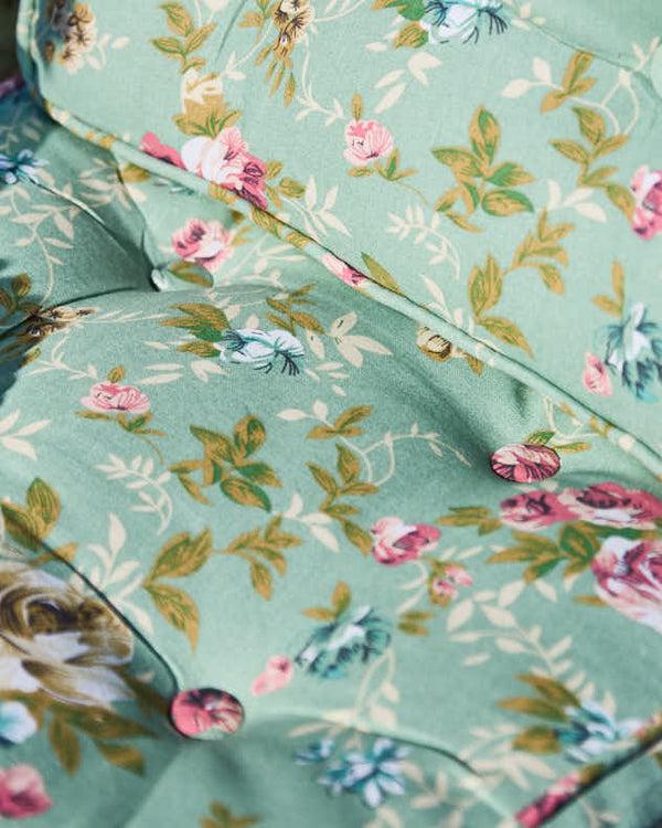 Dibor Set Of 2 Green Floral Garden Seat Cushions