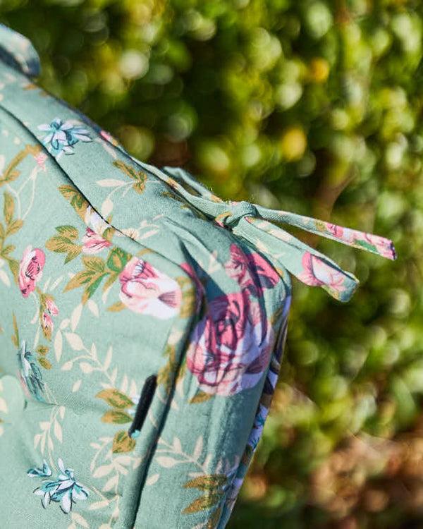 Dibor Set Of 2 Green Floral Garden Seat Cushions