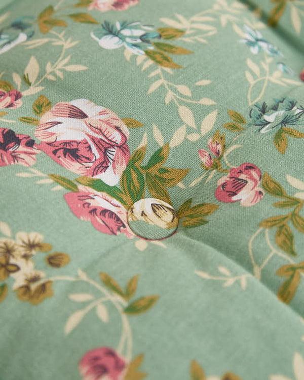 Dibor Set Of 2 Green Floral Indoor Seat Cushions