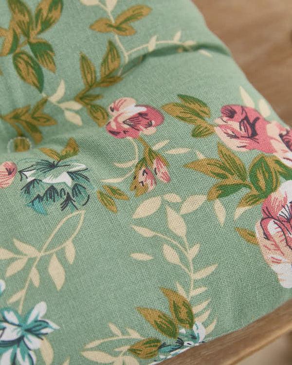 Dibor Set Of 2 Green Floral Indoor Seat Pads