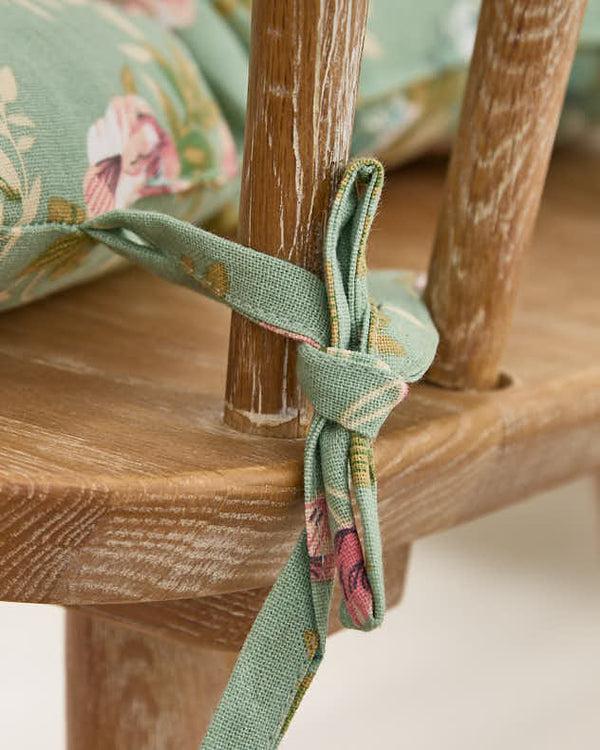 Dibor Set Of 2 Green Floral Indoor Seat Pads