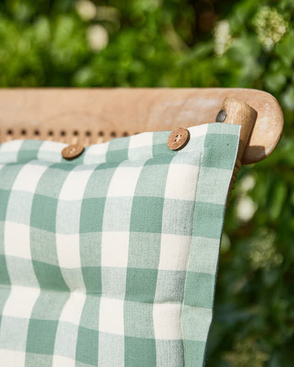 Dibor Set Of 2 Green Gingham Garden Seat Pads